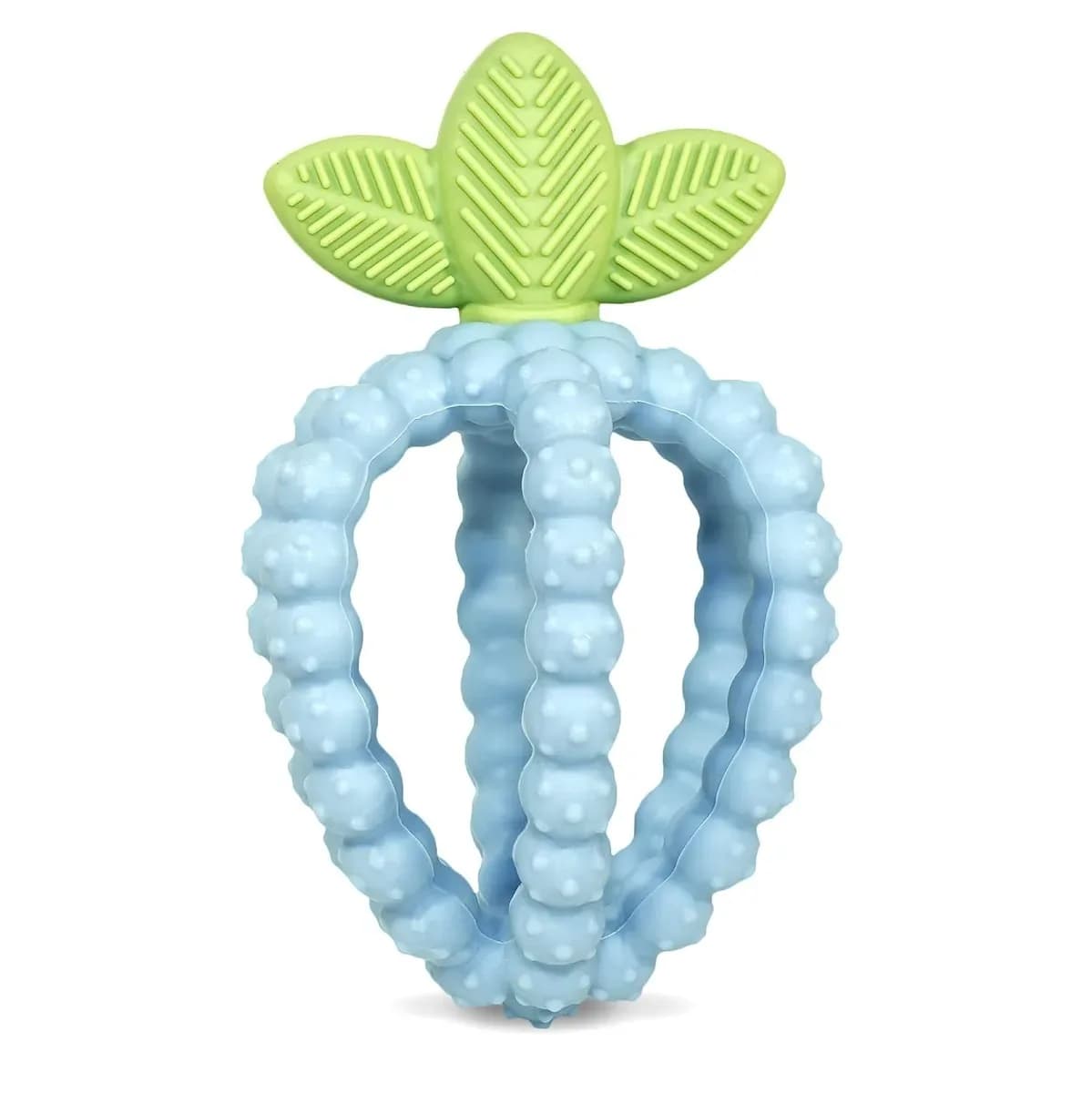 Blue strawberry teether, a cool color option