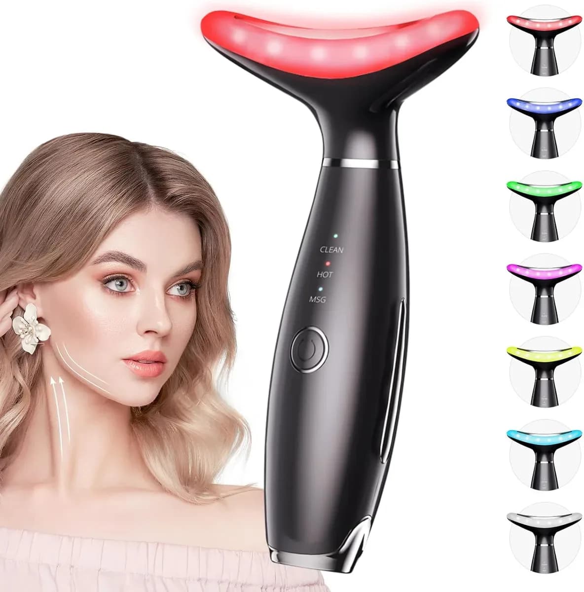 Black LED face massager for face and neck