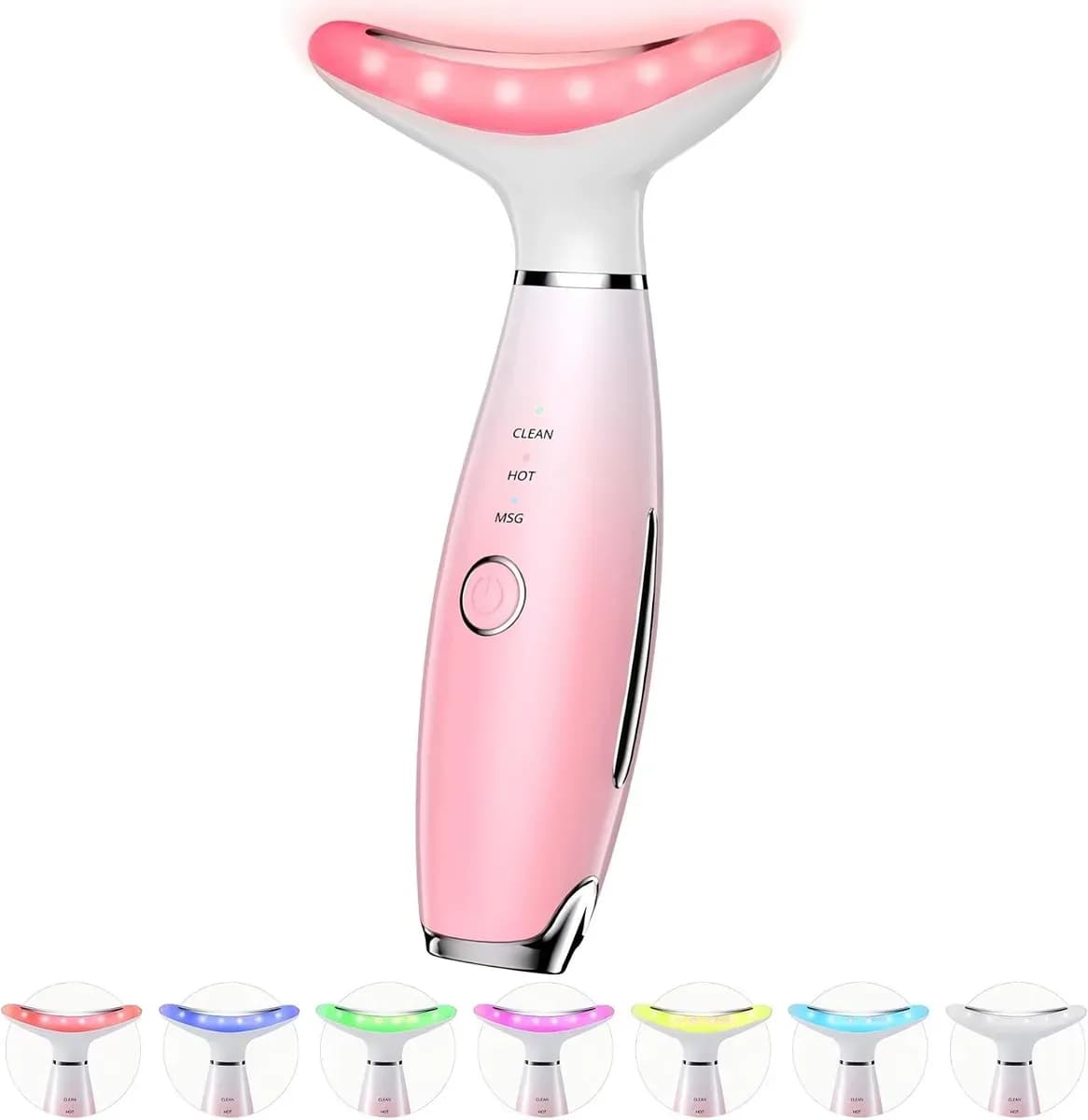 LED face massager head with its light color options