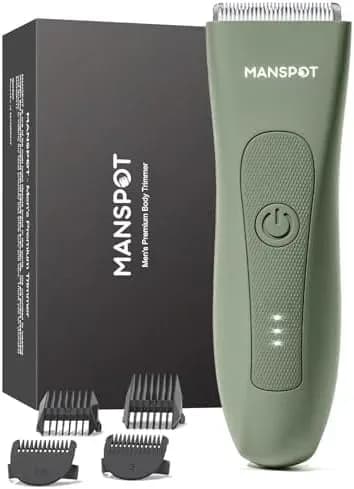 Cordless body hair trimmer with ceramic blade, front view