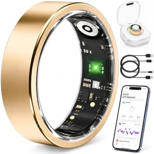 Smart ring fitness tracker shown on its own, front view