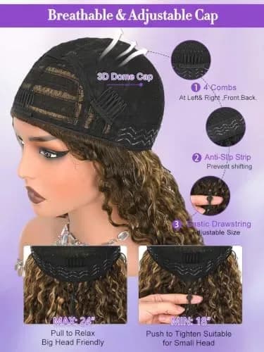 How to put on the ombre curly half wig step by step
