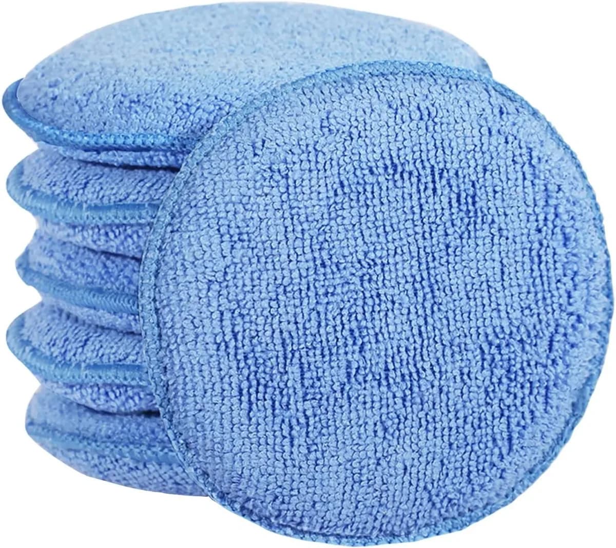 Six microfiber wax applicator pads with foam cores