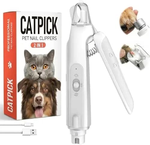 Dog nail clipper and grinder, 2-in-1 cordless tool with LED light