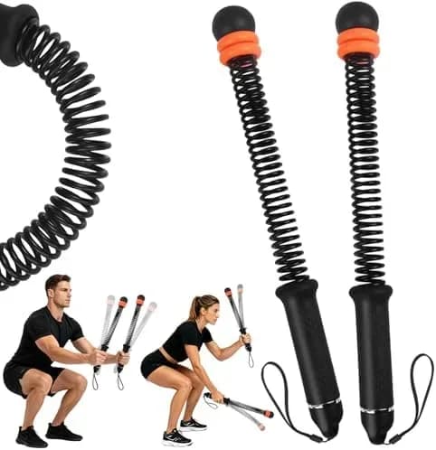 Black cordless battle ropes with weight rings and rubber handles
